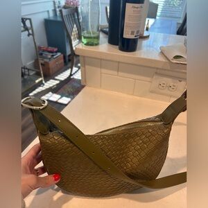 Green crocodile print crossbody bag